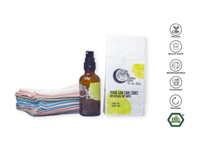 Set Care Cubes cu Flacon Spray și Șervețele Reutilizabile, TerraGaia